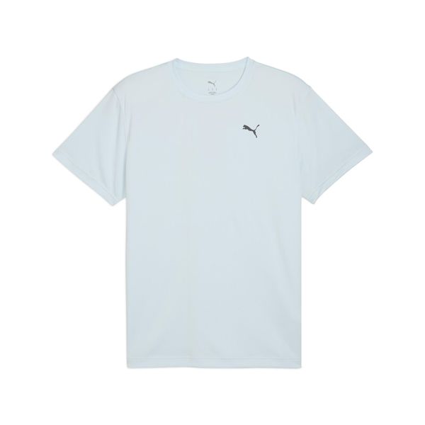 Męska koszulka do biegania z nadrukiem Faster PUMA Sea Glass Blue. Niebieskie t-shirty sportowe męskie Puma, l, z materiału, bez ramiączek, do biegania. Za 127.70 zł.