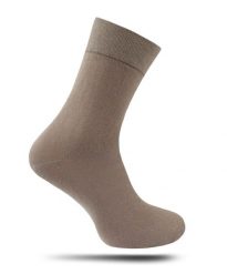 Skarpetki Męskie, Jednokolorowe, Bezuciskowe, BAWEŁNA - NADIR - Beżowe. Brązowe skarpetki męskie Nadir, bez wzorów, z bawełny. Za 14.90 zł.