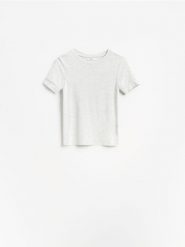 T-shirt z modalem - jasnoszary. Szare t-shirty damskie Reserved, l, bez wzorów, z bawełny, bez kołnierzyka. Za 49.99 zł.
