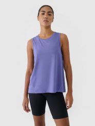 4F Top sportowy w kolorze fioletowym rozmiar: L. Różowe topy damskie 4f, l, bez wzorów, z materiału, bez kołnierzyka. Za 69.75 zł.