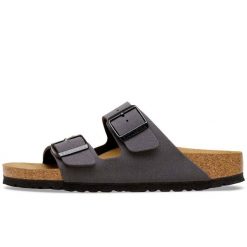 Sandały Birkenstock Arizona Birkibuc Dorosłych. Czarne sandały damskie Birkenstock, bez wzorów, z nubiku, bez obcasa. Za 422.96 zł.