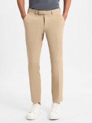 Finshley & Harding Spodnie Mężczyźni Slim Fit Sztuczne włókno beżowy, 98. Brązowe spodnie materiałowe męskie Finshley & Harding, z włókna. Za 279.95 zł.