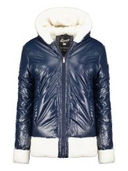 Geographical Norway Kurtka zimowa "Babylouno" w kolorze granatowym rozmiar: XXL. Niebieskie kurtki damskie Geographical Norway, na zimę, xxl, z aplikacjami, z puchu, bez kaptura. Za 272.31 zł.