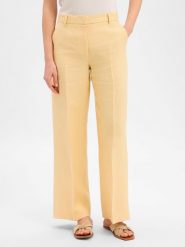Weekend Max Mara Lniane spodnie Kobiety len żółty, 34. Żółte spodnie materiałowe damskie Weekend Max Mara, bez wzorów, ze lnu, klasyczne. Za 749.95 zł.