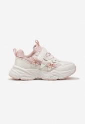 Różowe Buty Sportowe Sneakersy Zapinane na Rzep z Naszywkami w Kształcie Kokardek Bellessa. Czerwone sukienki niemowlęce Renee, z aplikacjami, z jeansu, bez ramiączek. Za 99.99 zł.