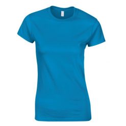 Koszulka Damska Krótki Rękaw Soft Style. Niebieskie bluzki damskie Gildan, xl, bez wzorów, sportowe, bez kołnierzyka, bez ramiączek. Za 28.99 zł.