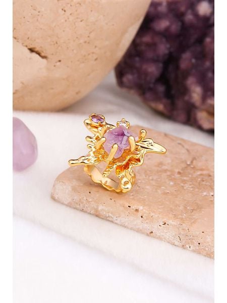 Pierres delicates Pozłacany pierścionek z ametystami rozmiar: onesize. Różowe pierścionki damskie Pierres delicates, z ametystem, pozłacane. Za 143.90 zł.