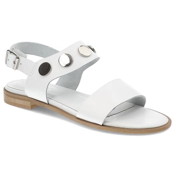 Sandały damskie Chebello, płaskie i zapinane na sprzączkę, białe, 2013 Clark. Białe sandały damskie CheBello, z aplikacjami, ze skóry, bez obcasa, na obcasie. Za 209.00 zł.