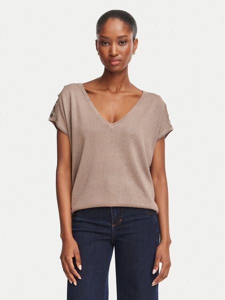 Morgan Bluzka 262-MRINGO Beżowy ciemny Oversize. Brązowe bluzki damskie Morgan, m, bez wzorów, z wiskozy, bez kołnierzyka, bez ramiączek. Za 209.99 zł.