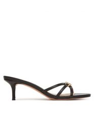 TWINSET Klapki 251TCP102 Czarny. Czarne klapki damskie Twinset, bez wzorów, ze skóry, bez obcasa. Za 859.99 zł.