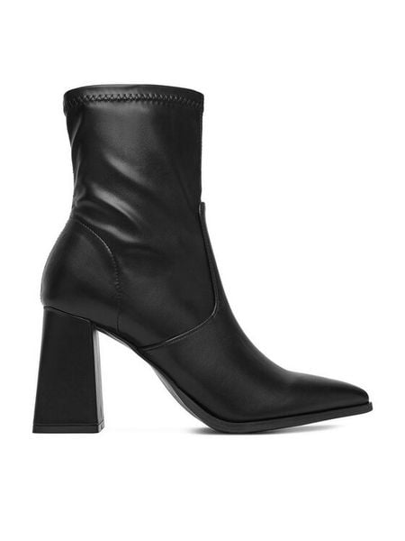 DeeZee Botki W4LD192504 Czarny. Czarne botki damskie DeeZee, z materiału, bez obcasa, na słupku, bez zapięcia. Za 199.99 zł.