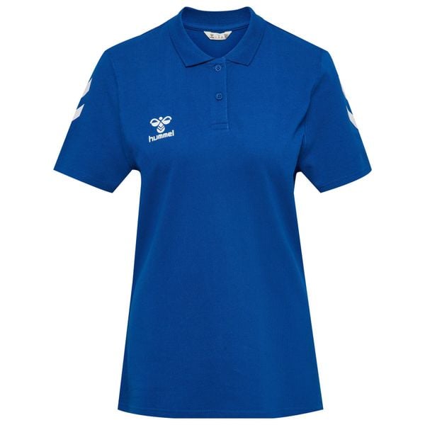 Damska koszulka polo Hummel Go 2.0 Chevron. Niebieskie bluzki damskie HUMMEL, bez wzorów, sportowe, bez kołnierzyka, bez ramiączek. Za 190.00 zł.