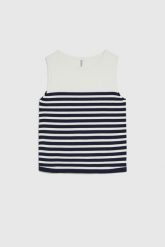 Top w paski biały. Białe topy damskie MOODO, l, bez wzorów, z poliamidu, bez kołnierzyka. Za 89.99 zł.