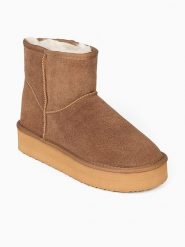 Gooce Skórzane botki zimowe "Thimble" w kolorze jasnobrązowym rozmiar: 37. Brązowe botki damskie Gooce, na zimę, ze skóry, bez obcasa, na platformie, bez zapięcia. Za 244.22 zł.