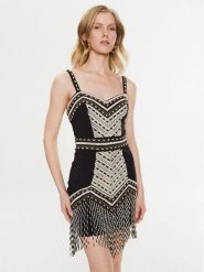 Elisabetta Franchi Sukienka koktajlowa AB-411-32E2-V1000 Czarny Slim Fit. Czarne sukienki damskie Elisabetta Franchi, bez wzorów, z syntetyku, wizytowe, bez kołnierzyka, bez ramiączek. Za 5,489.00 zł.