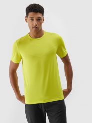 4F Koszulka do biegania szybkoschnąca męska - zielona S. Zielone t-shirty sportowe męskie 4f, na lato, m, z dzianiny, bez ramiączek, do biegania. W wyprzedaży za 79.99 zł.