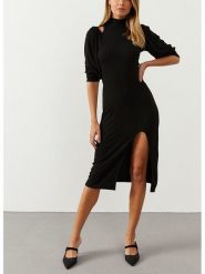 Milan Kiss Sukienka w kolorze czarnym rozmiar: L. Czarne sukienki damskie Milan Kiss, na co dzień, l, bez wzorów, bez kołnierzyka, bez ramiączek, midi, proste. Za 130.99 zł.