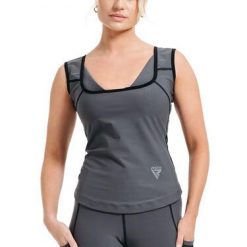 Damski tank top RDX W1. Szare topy sportowe damskie RDX SPORTS, s, bez wzorów, z gumy, bez ramiączek. Za 172.50 zł.