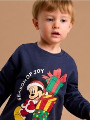 Bluza crewneck Mickey Mouse - granatowy. Niebieskie bluzy i bluzki niemowlęce Sinsay, bez wzorów, bez ramiączek, bez kaptura. Za 12.99 zł.