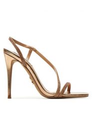Steve Madden Sandały Novelize-R SM11002569 Złoty. Żółte sandały damskie Steve Madden, bez wzorów, ze skóry, bez obcasa, na szpilce. W wyprzedaży za 349.99 zł.
