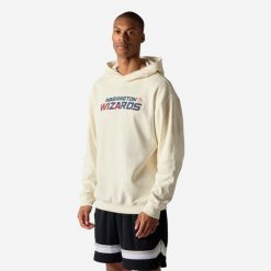 Bluza z kapturem do koszykówki unisex Tarmak NBA Wizards. Białe bluzy sportowe damskie KIPSTA, m, bez wzorów, z bawełny, bez ramiączek, z kapturem. Za 149.99 zł.