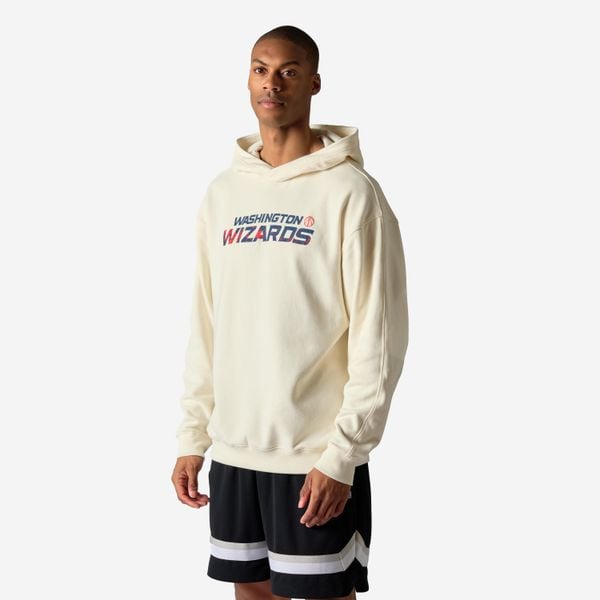 Bluza z kapturem do koszykówki unisex Tarmak NBA Wizards. Białe bluzy sportowe damskie KIPSTA, m, bez wzorów, z bawełny, bez ramiączek, z kapturem. Za 149.99 zł.