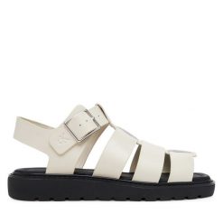 Sandały Calvin Klein Jeans. Sandały damskie Calvin Klein Jeans, bez wzorów, z jeansu, bez obcasa, na płaskiej podeszwie. Za 259.99 zł.