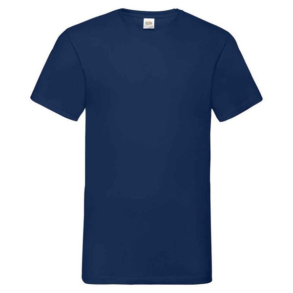 Koszulka Unisex Dla Dorosłych Z Dekoltem W Szpic. Niebieskie bluzki damskie Fruit of the Loom, l, bez wzorów, bez kołnierzyka. Za 39.99 zł.