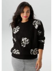 Aniston Sweter w kolorze czarnym rozmiar: 54. Czarne swetry klasyczne damskie Aniston, bez kołnierzyka. Za 61.02 zł.