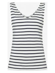 More & More Top w kolorze biało-granatowym rozmiar: 34. Białe topy damskie MORE & MORE, bez wzorów, bez kołnierzyka. Za 61.75 zł.