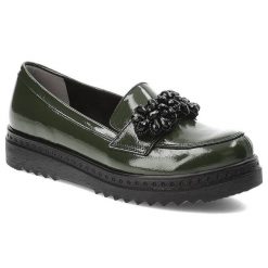 Zielone Półbuty Armodo Skórzane Eleganckie Buty. Zielone półbuty damskie Armodo, bez wzorów, ze skóry, eleganckie, bez obcasa. Za 289.00 zł.