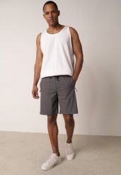 Szare Szorty w Sportowym Stylu ze Sznurkami i Zasuwanymi Kieszeniami Abateia. Szare szorty męskie Born2be, l. Za 59.99 zł.
