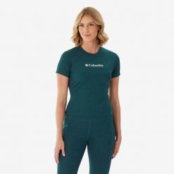 Koszulka turystyczna damska Columbia Zero Move SS Tee Everblue. Bluzki damskie Columbia, m, bez wzorów, z materiału, bez kołnierzyka. Za 129.99 zł.