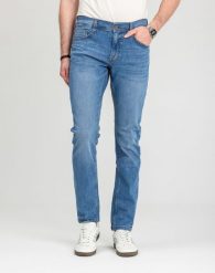 Męskie Spodnie Jeansowe Mustang Style Oregon Tapered Denim Blue 1018014 5000 682. Niebieskie spodnie materiałowe męskie Mustang, bez wzorów, z denimu. Za 189.99 zł.