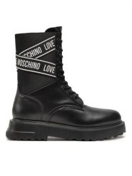 LOVE MOSCHINO Trzewiki JA24094G1LIA700A Czarny. Czarne botki damskie Love Moschino, ze skóry, bez obcasa, na płaskiej podeszwie, bez zapięcia. Za 699.99 zł.