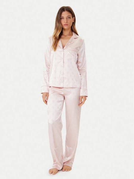 Guess Piżama O5BX05 W4732 Różowy Regular Fit. Czerwone piżamy damskie Guess, xl, z aplikacjami, z syntetyku, bez ramiączek. Za 479.99 zł.