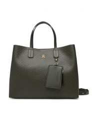 Tommy Hilfiger Torebka Th Icon Satchel Mono AW0AW18923 Khaki. Brązowe torebki klasyczne damskie Tommy Hilfiger, bez wzorów, ze skóry, bez dodatków. Za 749.99 zł.