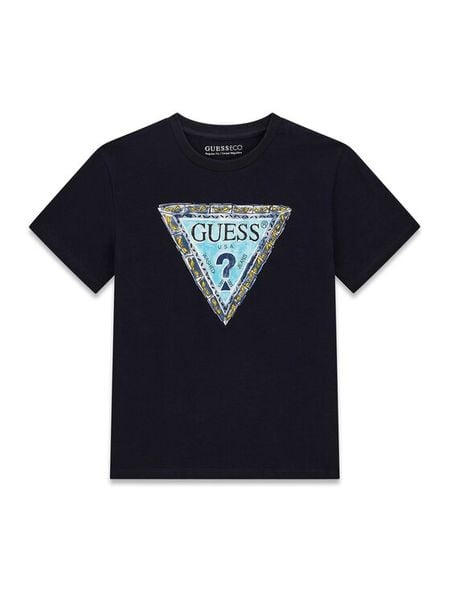 Guess T-Shirt L6GI00 K8HM4 Granatowy Regular Fit. Niebieskie t-shirty chłopięce Guess, z aplikacjami, z bawełny, bez ramiączek. Za 99.99 zł.