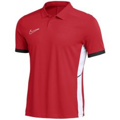 Koszulka męska Nike Dri-FIT Academy 25 SS Polo. Czerwone koszulki polo męskie Nike, m, z poliesteru, bez ramiączek, do piłki nożnej, dri-fit (nike). Za 134.99 zł.