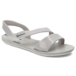 Srebrne Sandały Ipanema Wsuwane Obuwie Damskie. Szare sandały damskie Ipanema, bez wzorów, z materiału, bez obcasa. Za 139.00 zł.