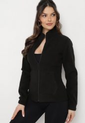 Czarna Bluza z Polarem i Kołnierzem oraz Suwakiem Oxerda. Czarne bluzy bez kaptura damskie Born2be, xl, z polaru. Za 44.99 zł.