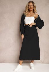 Czarny Casualowy Komplet 2-Częściowy Rozpinana Bluza i Spódnica z Kieszeniami na Klapy Lennira. Czarne bluzy bez kaptura damskie Renee, l. Za 139.99 zł.