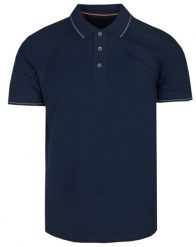 Klasyczna, Męska Koszulka Polo - Adriano Guinari - Granatowa. Niebieskie koszulki polo męskie Adriano Guinari, l, bez wzorów, z bawełny, bez ramiączek. Za 125.00 zł.
