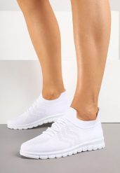 Białe Buty Sportowe Sneakersy z Siateczkową Cholewką Turiselle. Białe buty sportowe na co dzień damskie Born2be, bez wzorów, z jeansu. Za 79.99 zł.