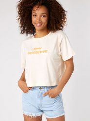 Rip Curl Koszulka w kolorze kremowym rozmiar: M. Brązowe bluzki damskie Rip Curl, m, bez wzorów, z bawełny, bez kołnierzyka. Za 30.71 zł.
