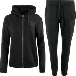 Zestaw damski Athl. dpt Susy Black - bluza z kapturem i spodnie dresowe L. Czarne bluzy sportowe damskie Erima, l, z aplikacjami, z bawełny, bez ramiączek, z kapturem. Za 276.99 zł.