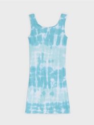 Sukienka z prążkowanej dzianiny tie-dye - wielobarwny. Sukienki dziewczęce Sinsay, bez wzorów, z dzianiny, bez ramiączek. Za 11.99 zł.