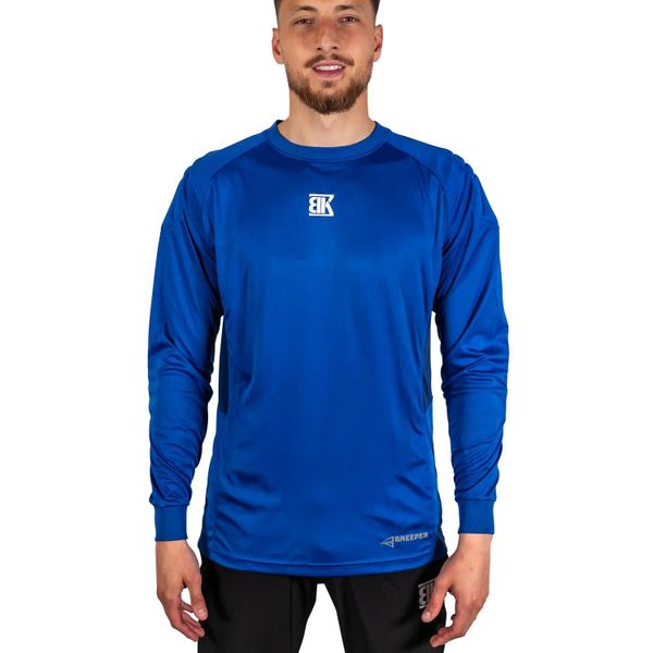 Niebieska wyściełana koszulka bramkarska. Niebieskie t-shirty damskie BKEEPER, l, bez wzorów, z elastanu, bez kołnierzyka. Za 242.00 zł.