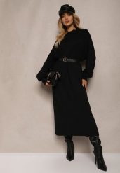 Czarna Pudełkowa Sukienka z Wiskozą i Półgolfem Salindra. Czarne sukienki damskie Renee, bez wzorów, z wiskozy, eleganckie, bez kołnierzyka, bez ramiączek, midi, kopertowe. W wyprzedaży za 97.99 zł.