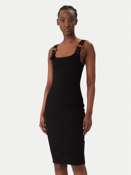 Versace Jeans Couture Sukienka codzienna 80HAO943 J0198 Czarny Slim Fit. Czarne sukienki damskie Versace Jeans Couture, na co dzień, bez wzorów, z bawełny, bez kołnierzyka, bez ramiączek, proste. Za 1,029.00 zł.